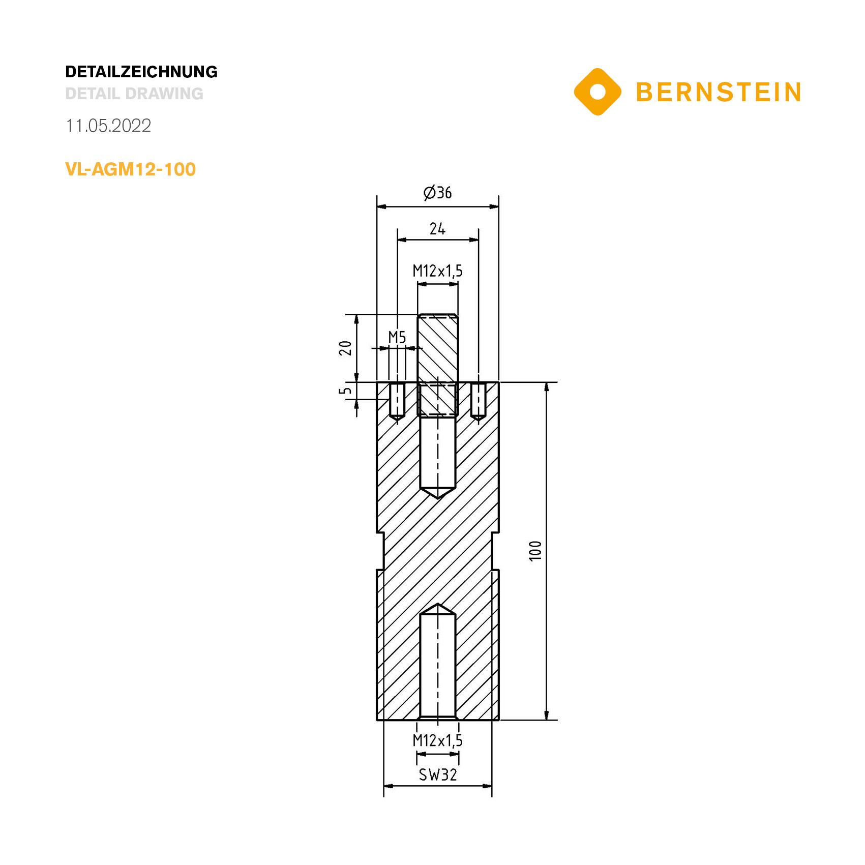 Produktfoto 4 von Verlängerung 100 mm Außengewinde M12x1,5