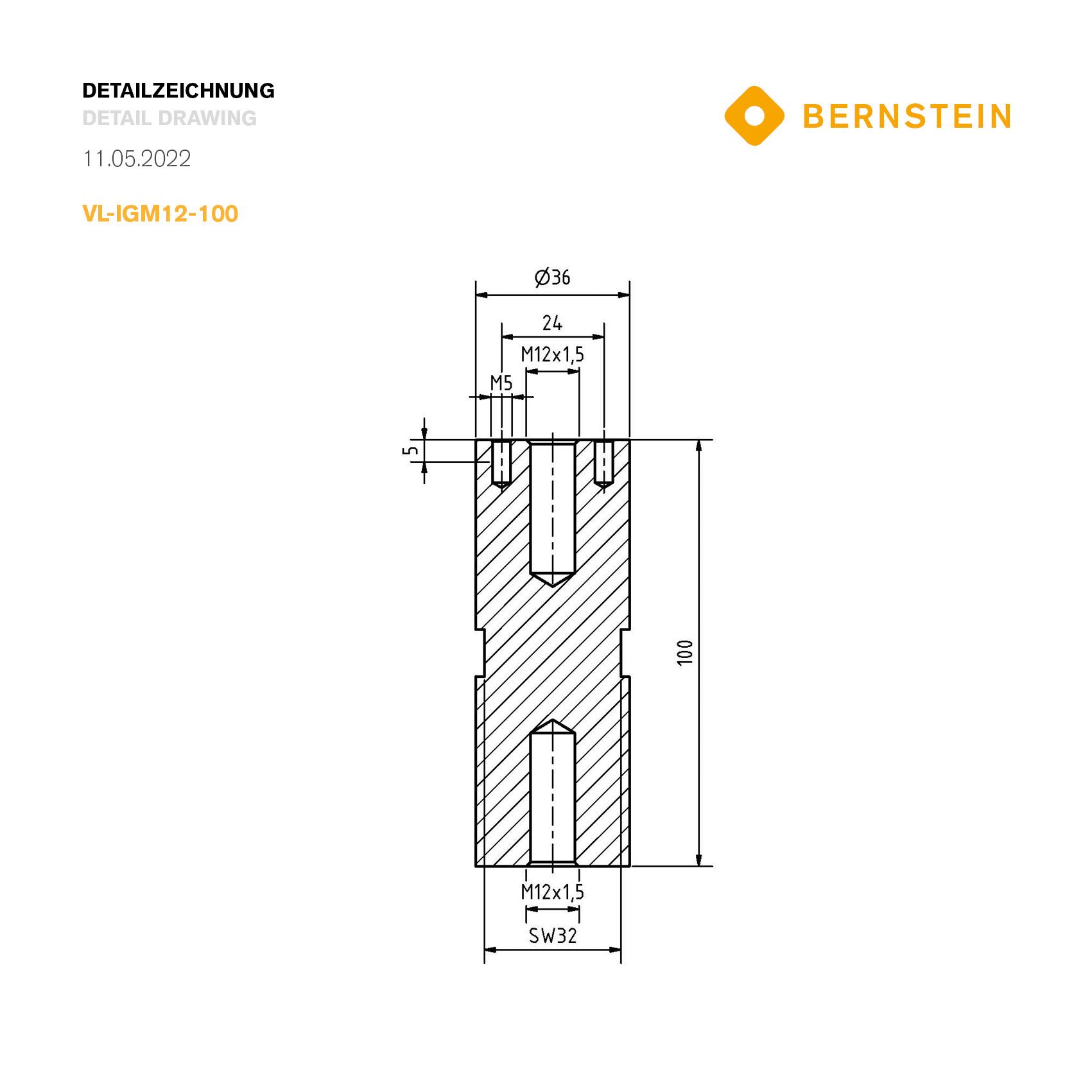 Produktfoto 4 von Verlängerung 100 mm Innengewinde M12x1,5