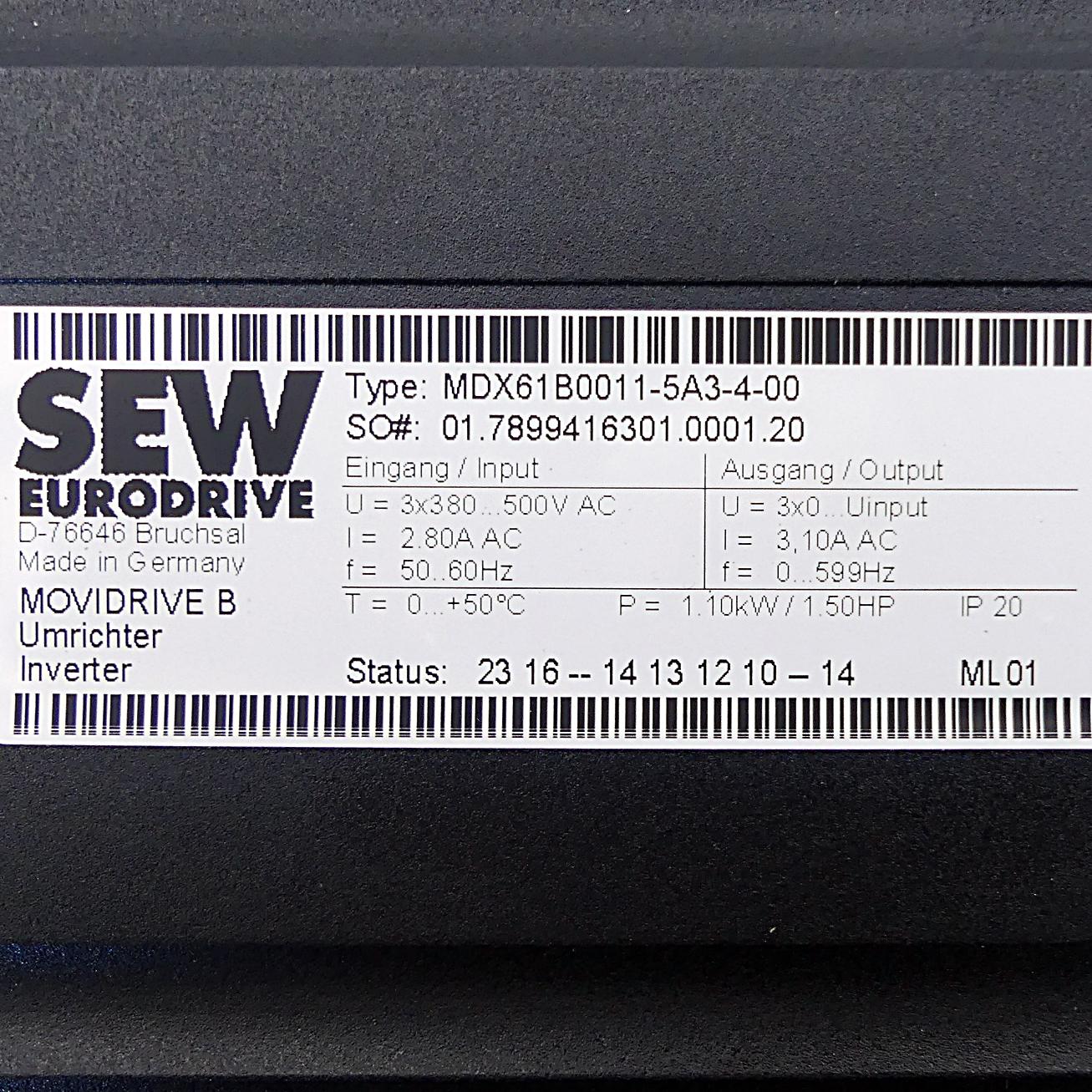 Produktfoto 2 von SEW-EURODRIVE Frequenzumrichter