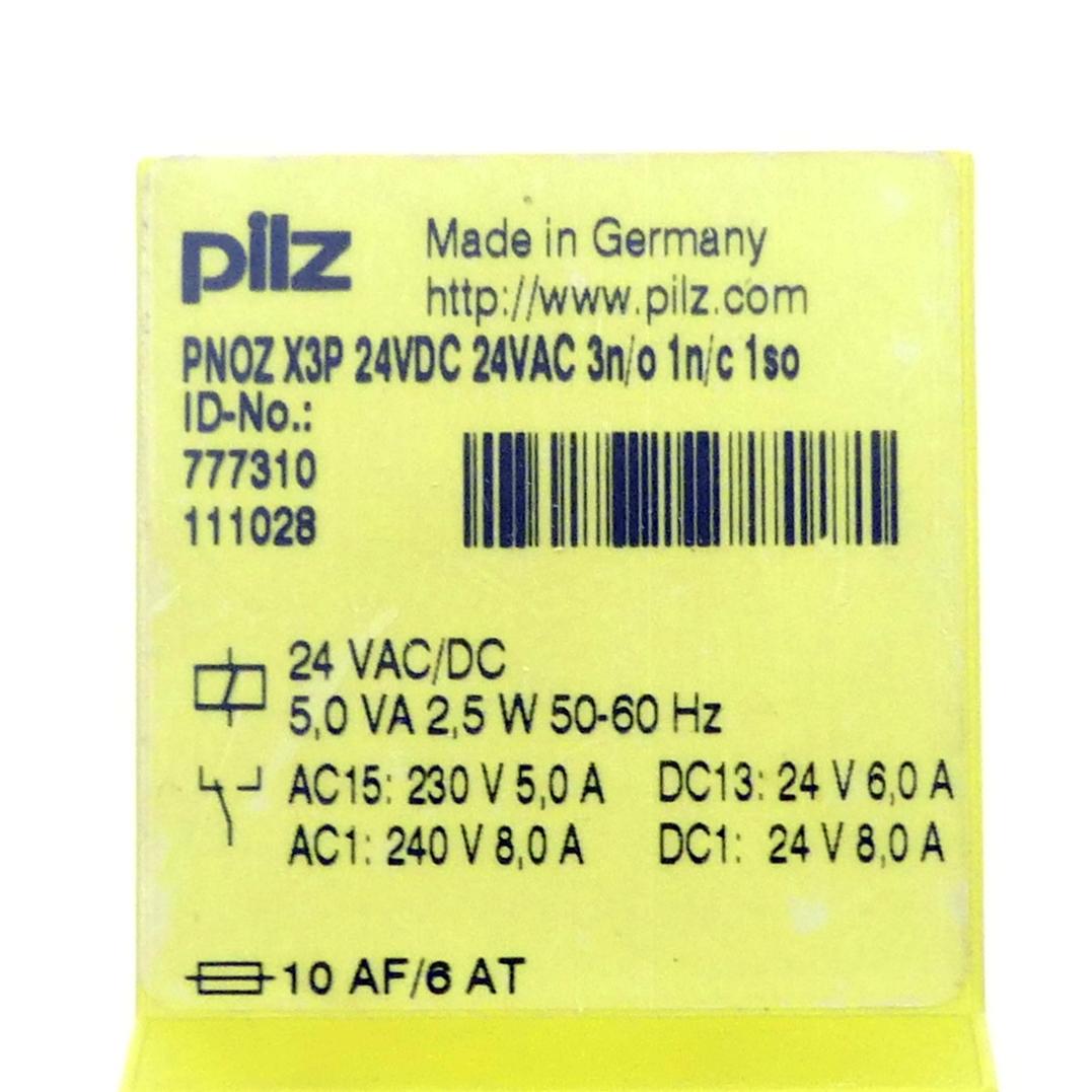 Produktfoto 2 von PILZ Not-Aus-Schaltgerät PNOZ X3P 24VDC 24VAC 3n/o 1n/c 1so