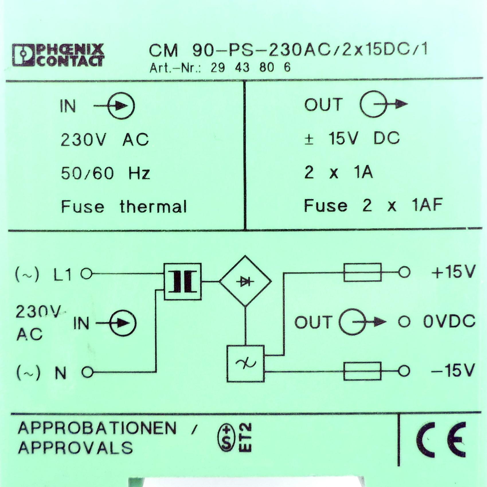 Produktfoto 2 von PHOENIX CONTACT Netzteil CM 90-PS-230AC