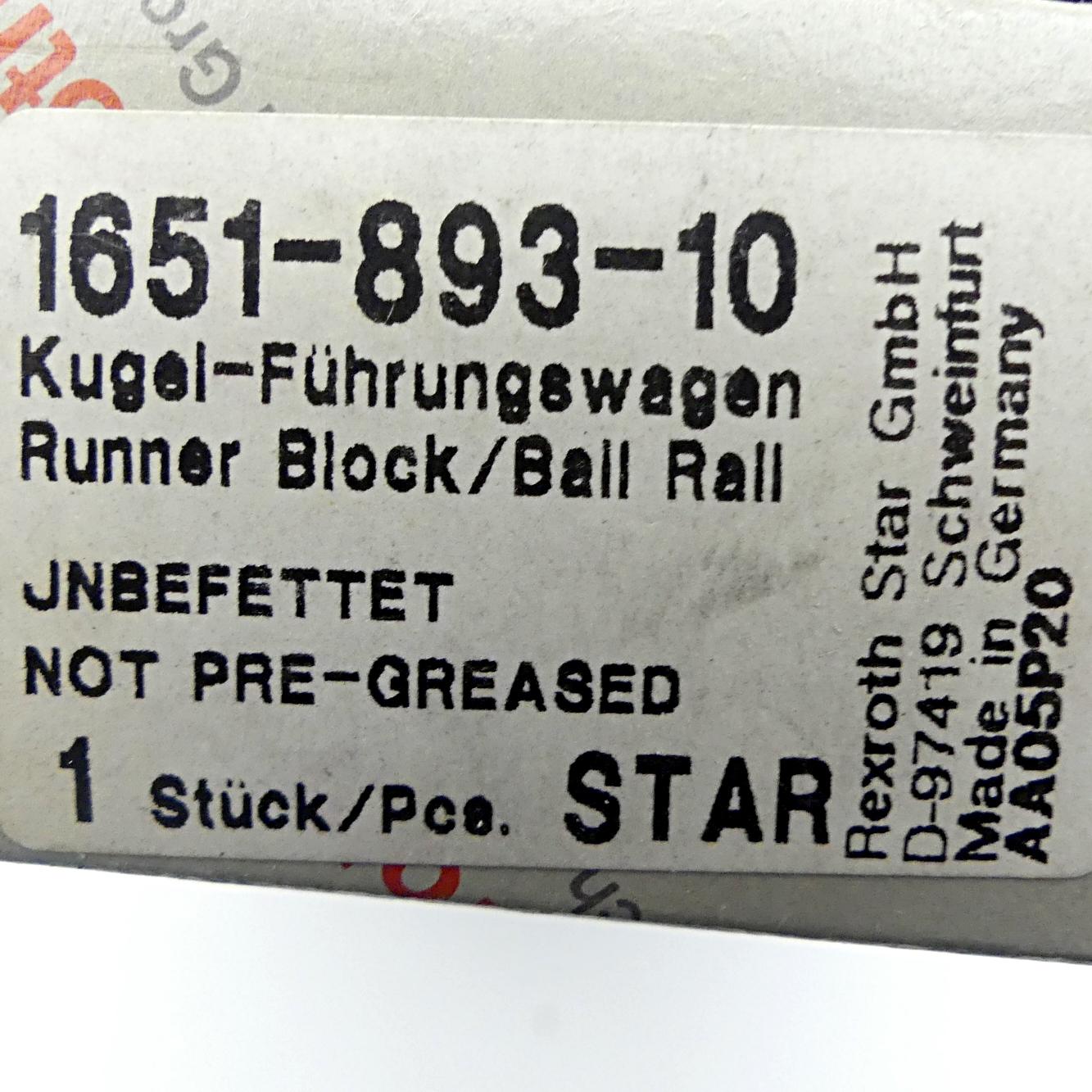 Produktfoto 2 von REXROTH Kugel-Führungswagen