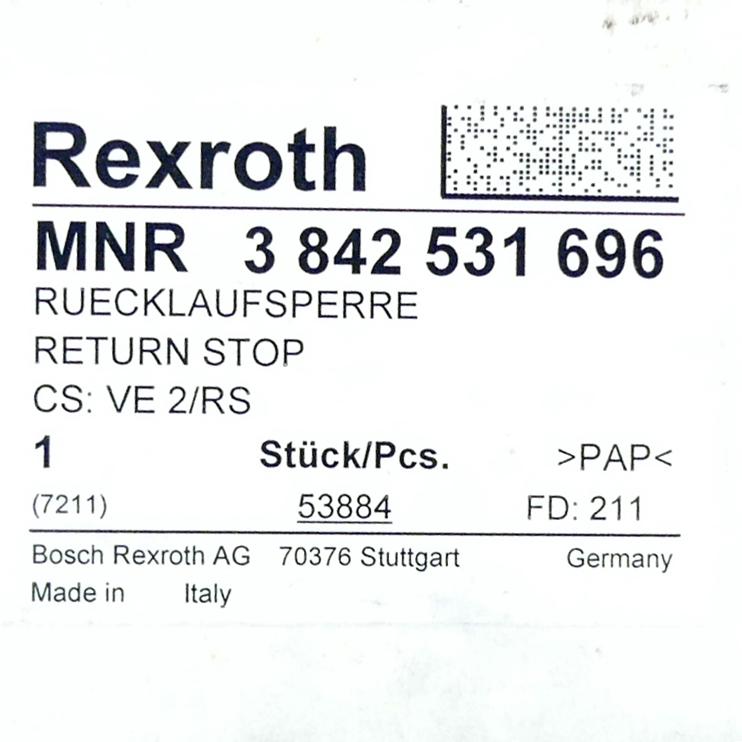 Produktfoto 2 von REXROTH Rücklaufsperre