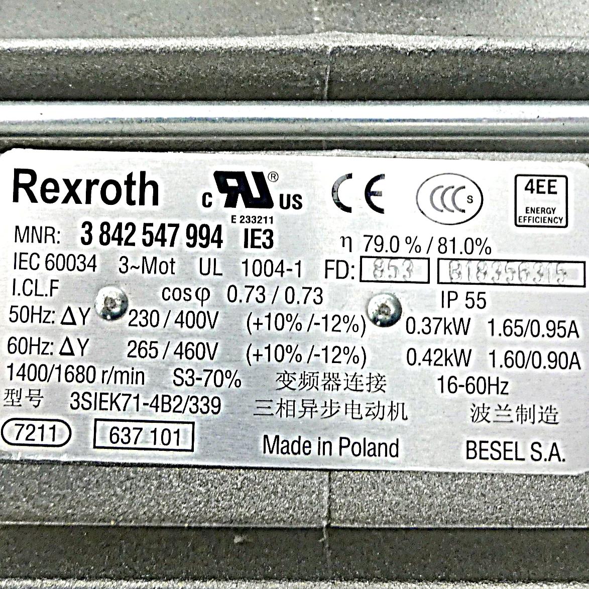 Produktfoto 2 von REXROTH Drehstrommotor 3842547994