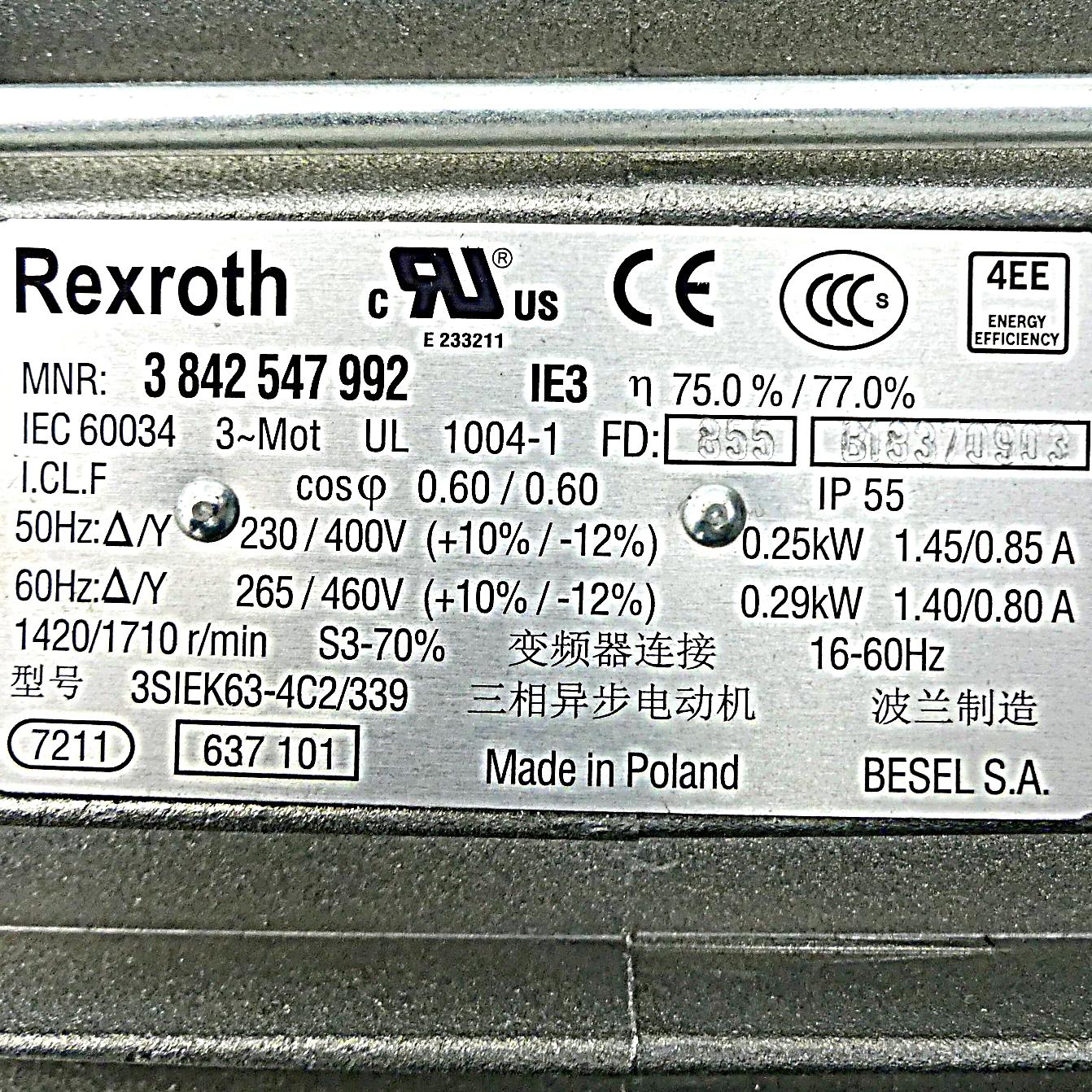 Produktfoto 2 von REXROTH Drehstrommotor 3842547992