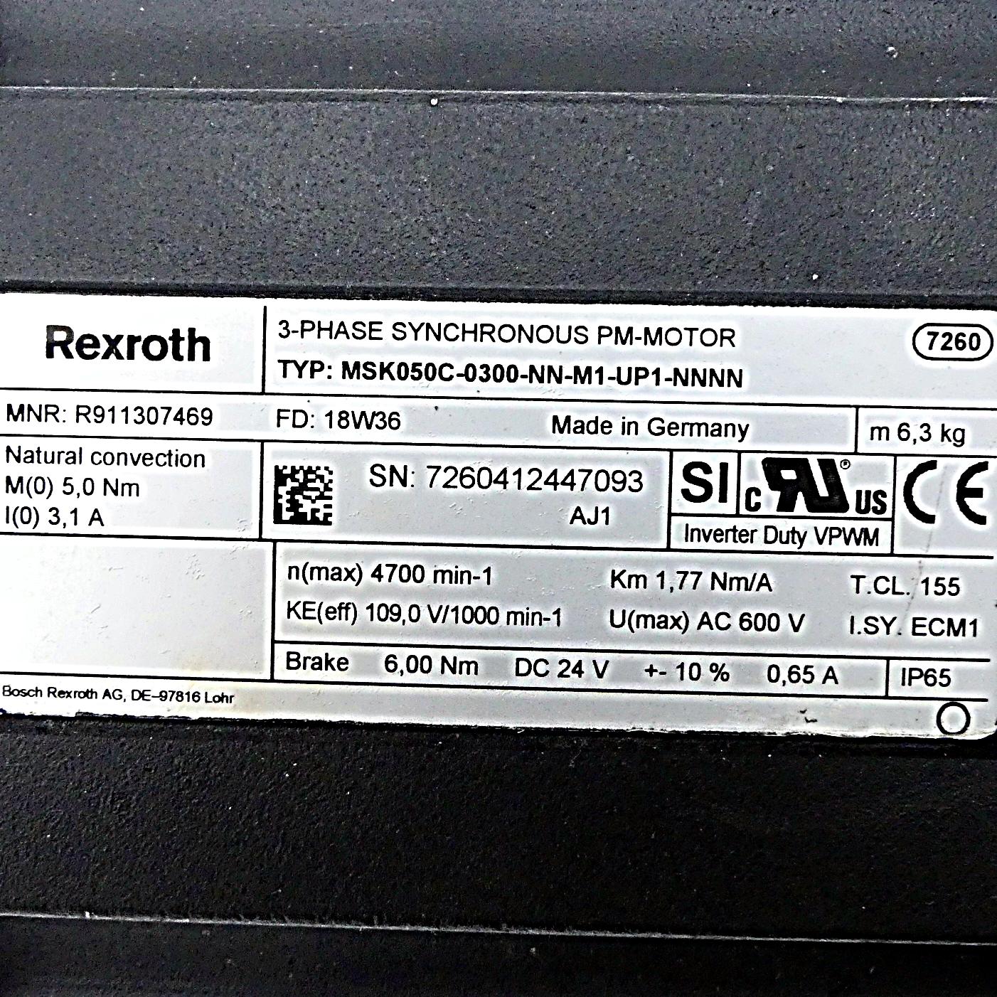 Produktfoto 2 von REXROTH Servomotor MSK050C-0300-NN-M1-UP1-NNNN