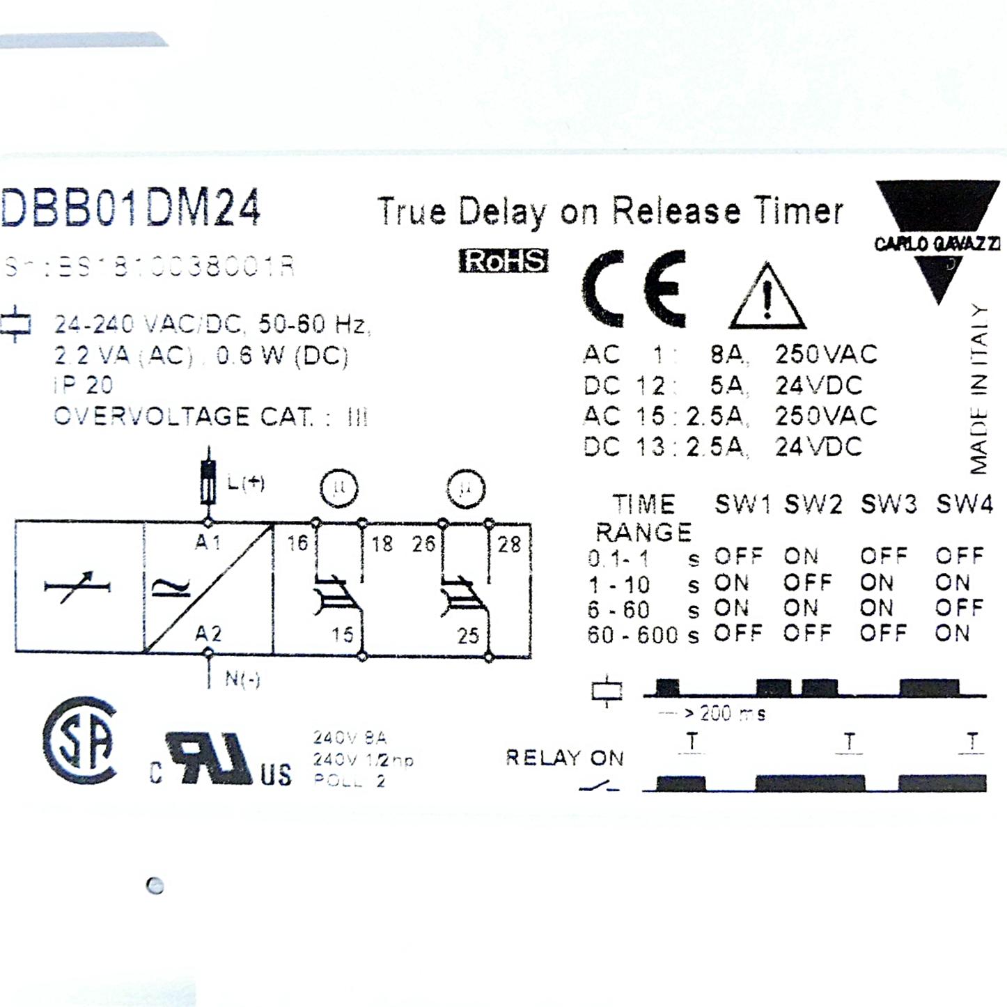 Produktfoto 2 von CARLO GAVAZZI Zeitrelais PBB01DM24