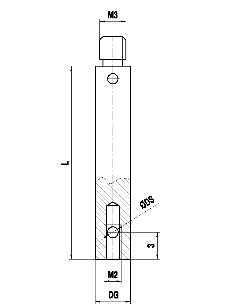 M3 rostfreier Stahl, Halter für Tastereinsätze 90°, DS 1 mm, für Zeiss Anwendungen