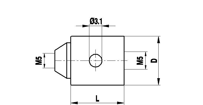 M5 Adapter mit Schaft (Gewinde/Konus), rostfreier Stahl, L 12 mm, für Zeiss Anwendungen