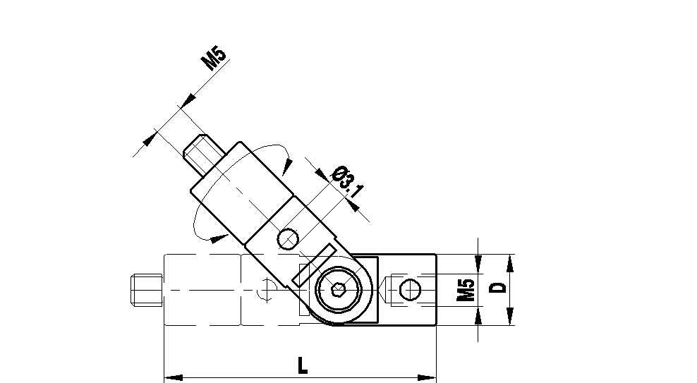 Produktfoto 2 von M5 Drehschwenkgelenk, Titan, Drehbereich 360°, 58 g, für Zeiss Anwendungen