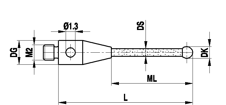 Produktfoto 2 von M2 Ø5 mm Rubinkugel, Keramikschaft, L 22,5 mm, ML 16,5 mm, für Zeiss Anwendungen