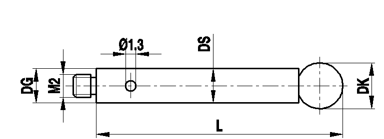 M2 Ø6 mm Rubinkugel, Schaft aus rostfreiem Stahl, L 13 mm, ML 13 mm, für Zeiss Anwendungen