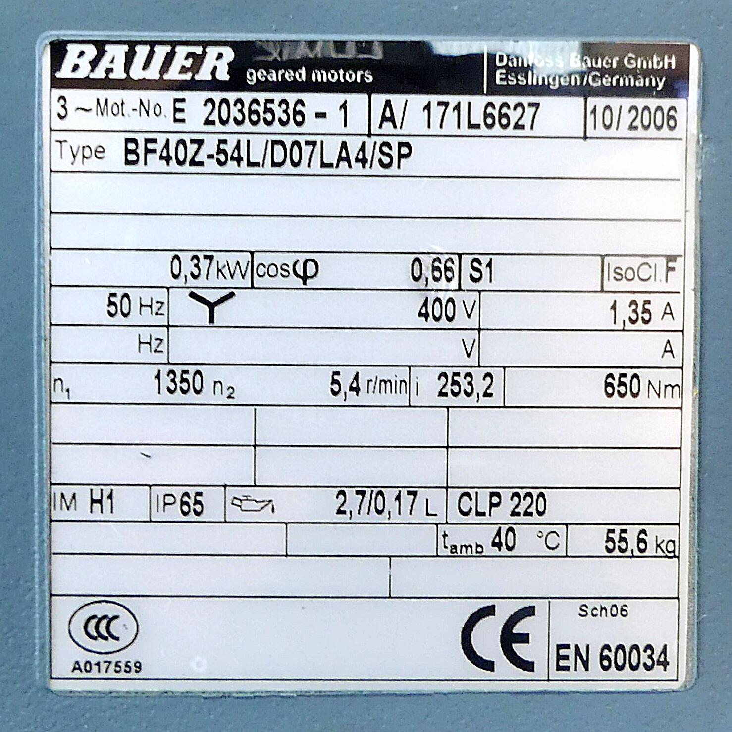 Produktfoto 2 von BAUER Flachgetriebemotor