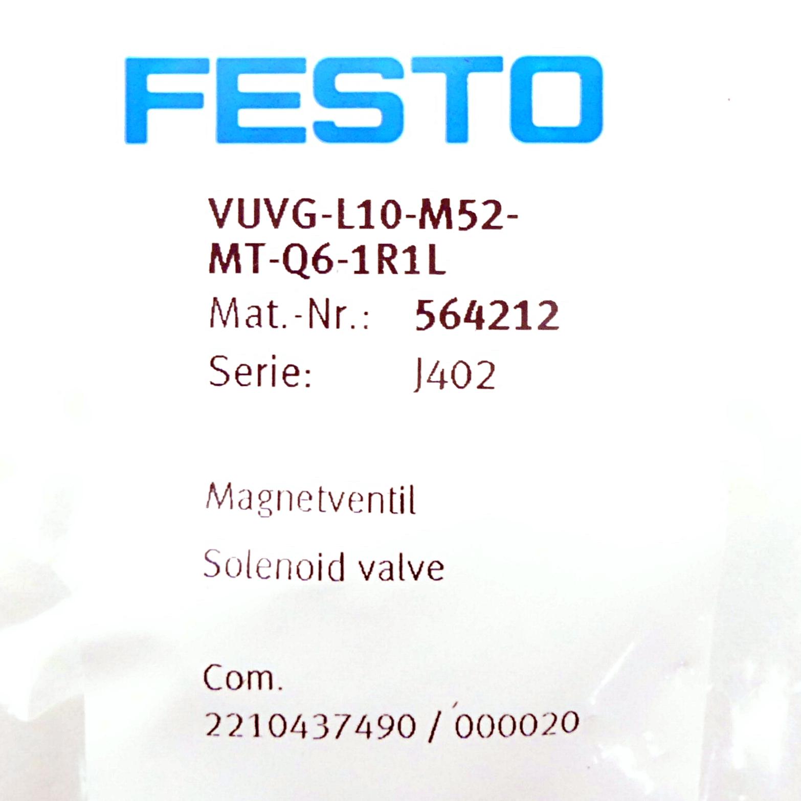 Produktfoto 3 von FESTO Magnetventil VUVG-L10-M52-MT-Q6-1R1L