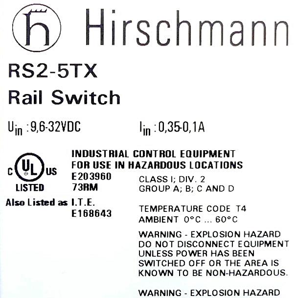 Produktfoto 2 von HIRSCHMANN Ethernet Rail Switch RS2-5TX