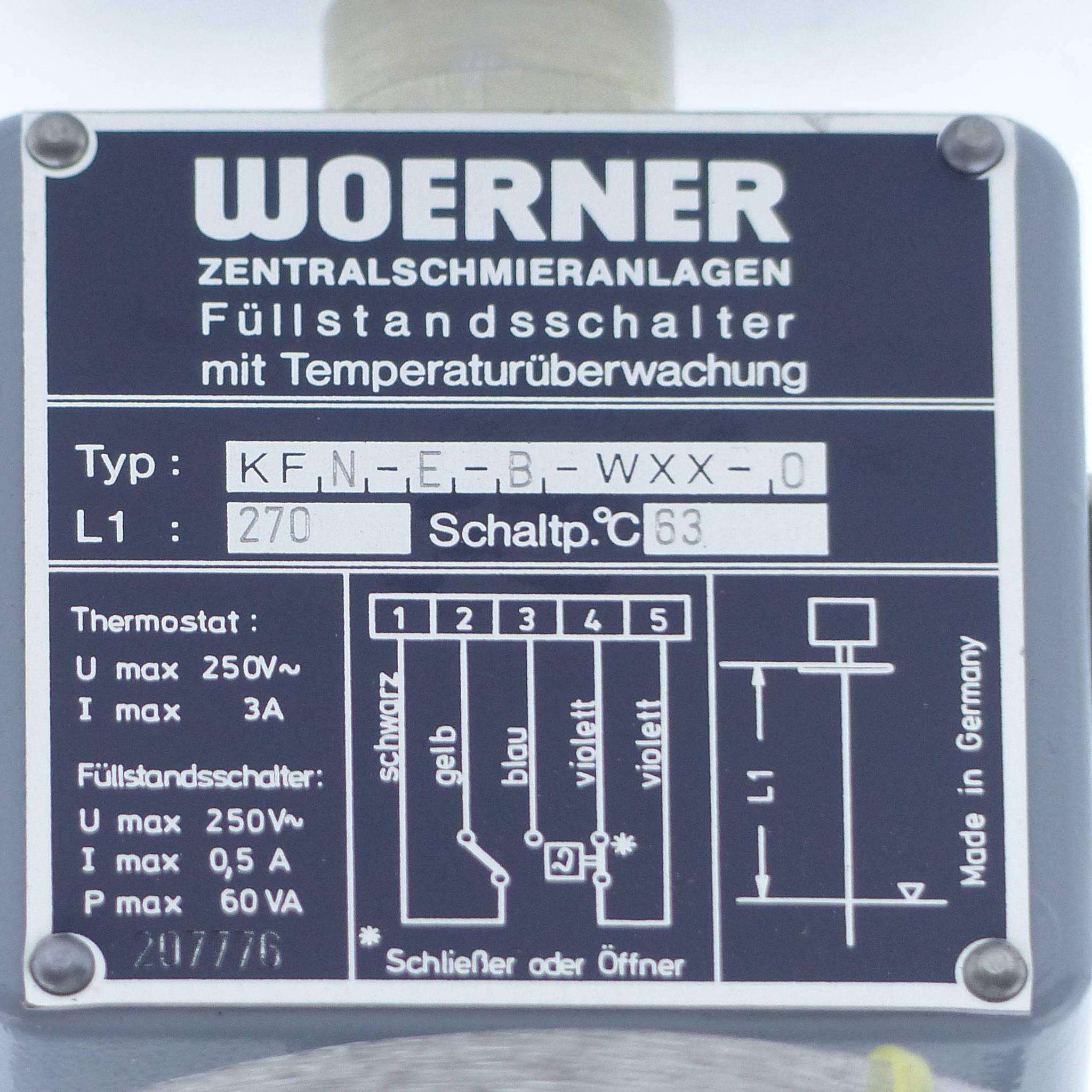 Produktfoto 2 von WOERNER Füllstandschalter mit Temperaturüberwachung