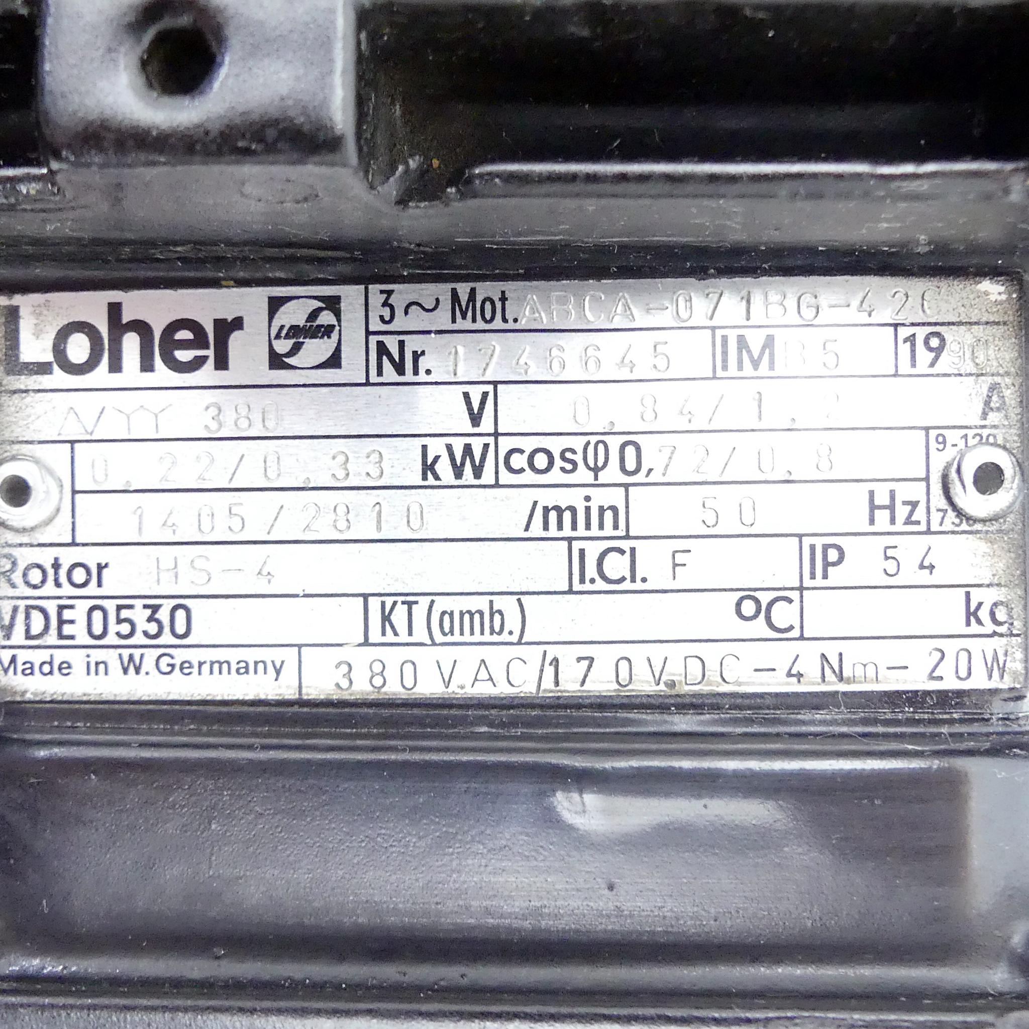 Produktfoto 2 von LOHER Getriebemotor ABCA-01BG-426 + DVW1-1451-022/033