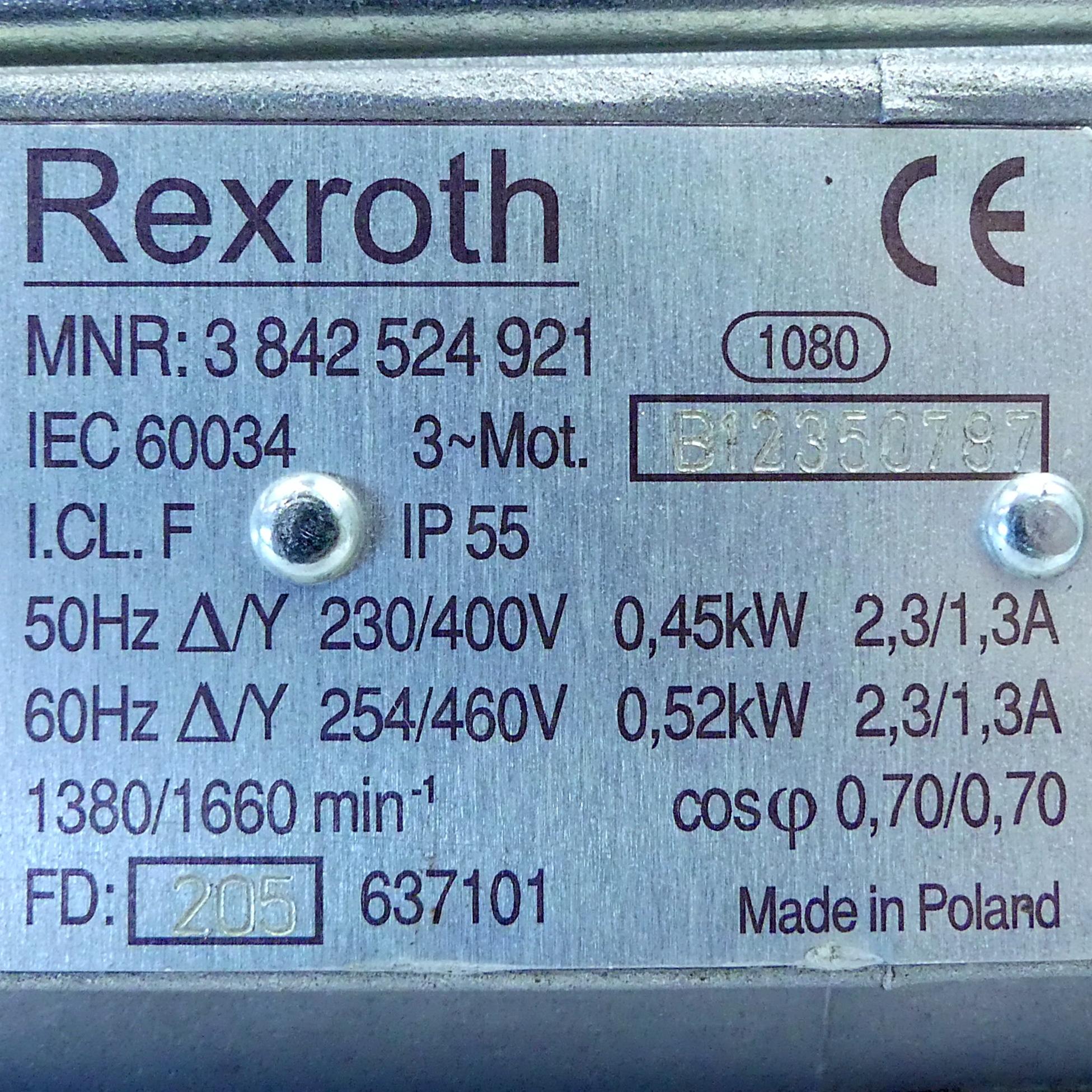 Produktfoto 2 von REXROTH Drehstrommotor mit Kabel 3 842 524 921