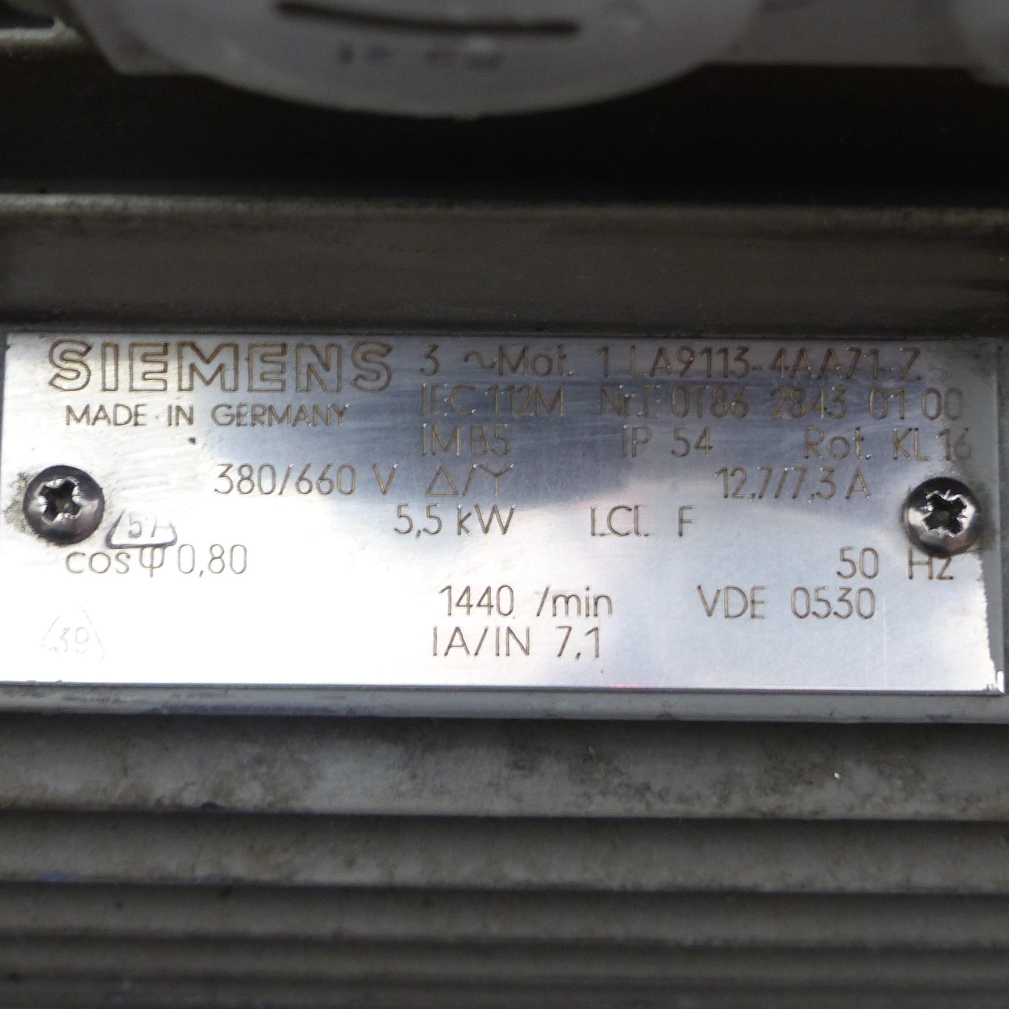 Produktfoto 2 von SIEMENS Drehstrommotor 1 LA113-4AA71-Z