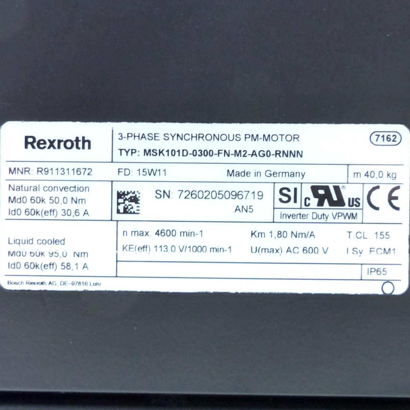 Produktfoto 2 von REXROTH Synchron-Servomotor R911311672