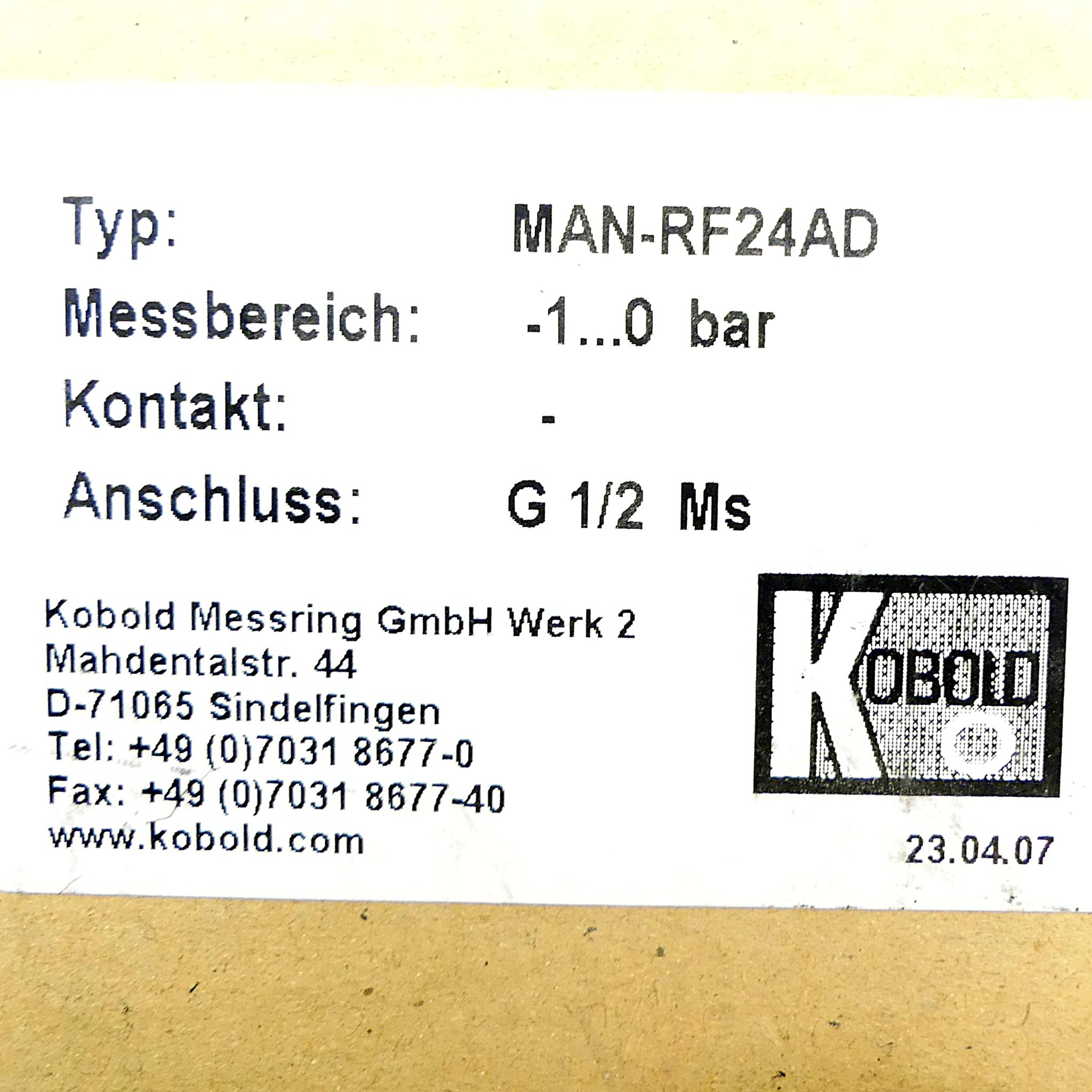 Produktfoto 2 von KOBOLD Manometer