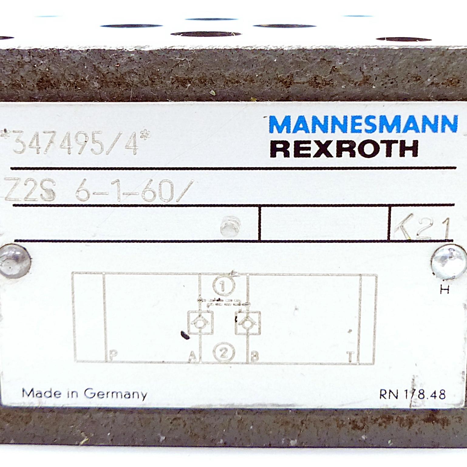 Produktfoto 2 von REXROTH Rückschlagventil Z2S 6-1-60/