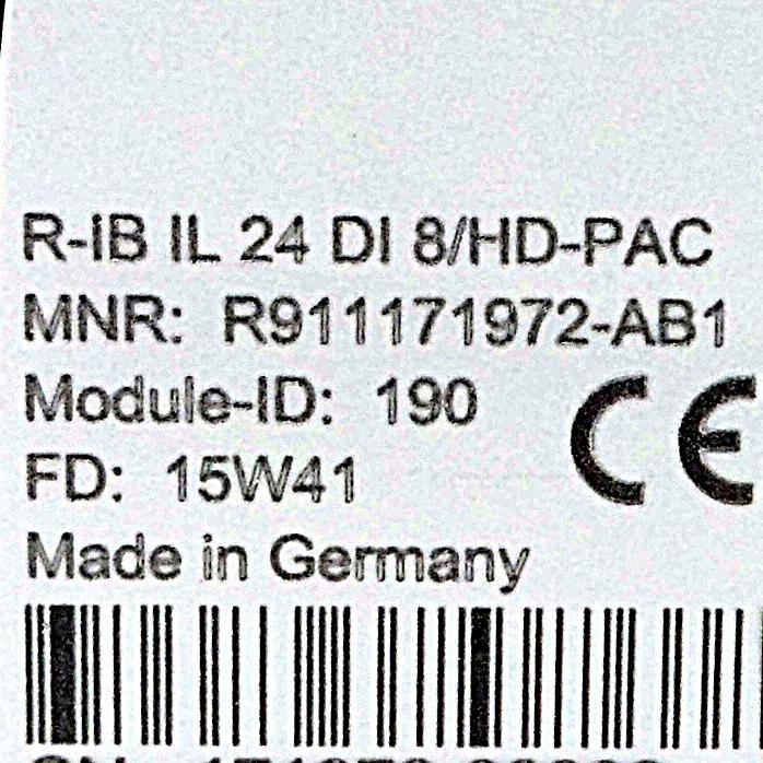 Produktfoto 2 von REXROTH Digitale Ausgabeklemme  R-IB IL 24 DI 8/HD-PAC