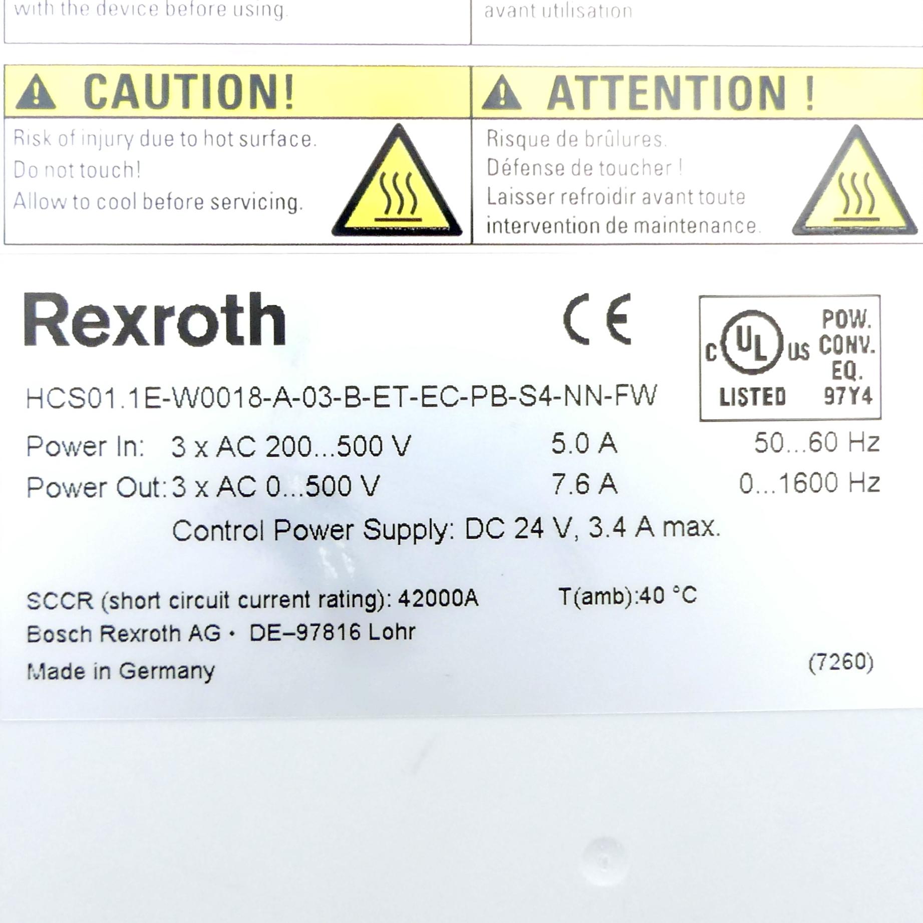 Produktfoto 2 von REXROTH IndraDrive Kompaktumrichter HCS01.1E-W0018-A-03-B-ET-EC-PB-S4-NN-FW