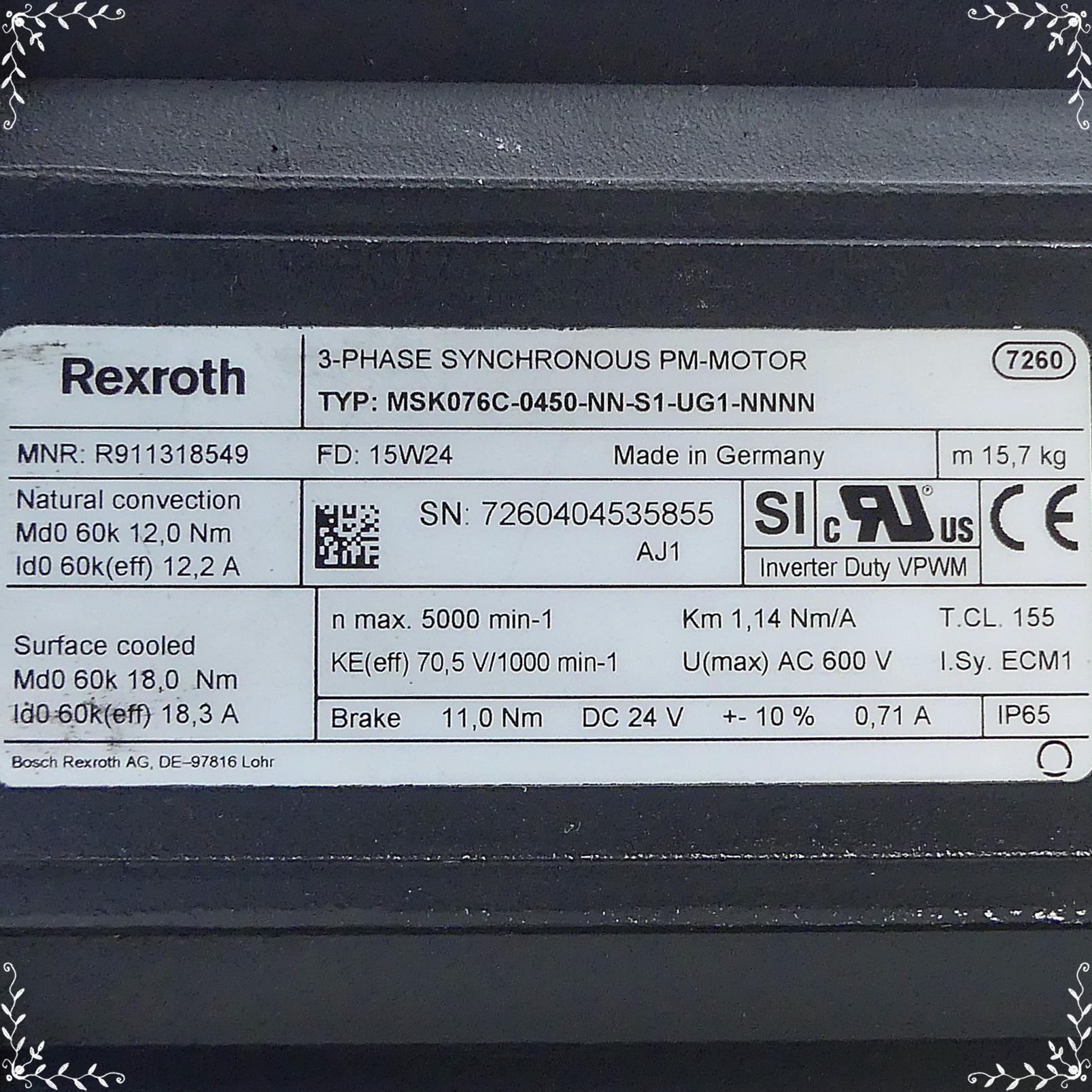 Produktfoto 2 von REXROTH Servomotor MSK076C-0450-NN-S1-UG1-NNNN