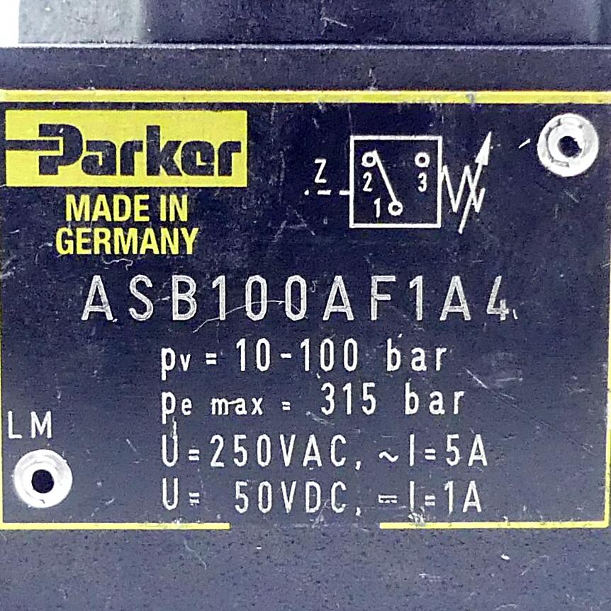 Produktfoto 2 von PARKER Druckschalter ASB100AF1A4 mit Zwischenplatte H06PSB-994