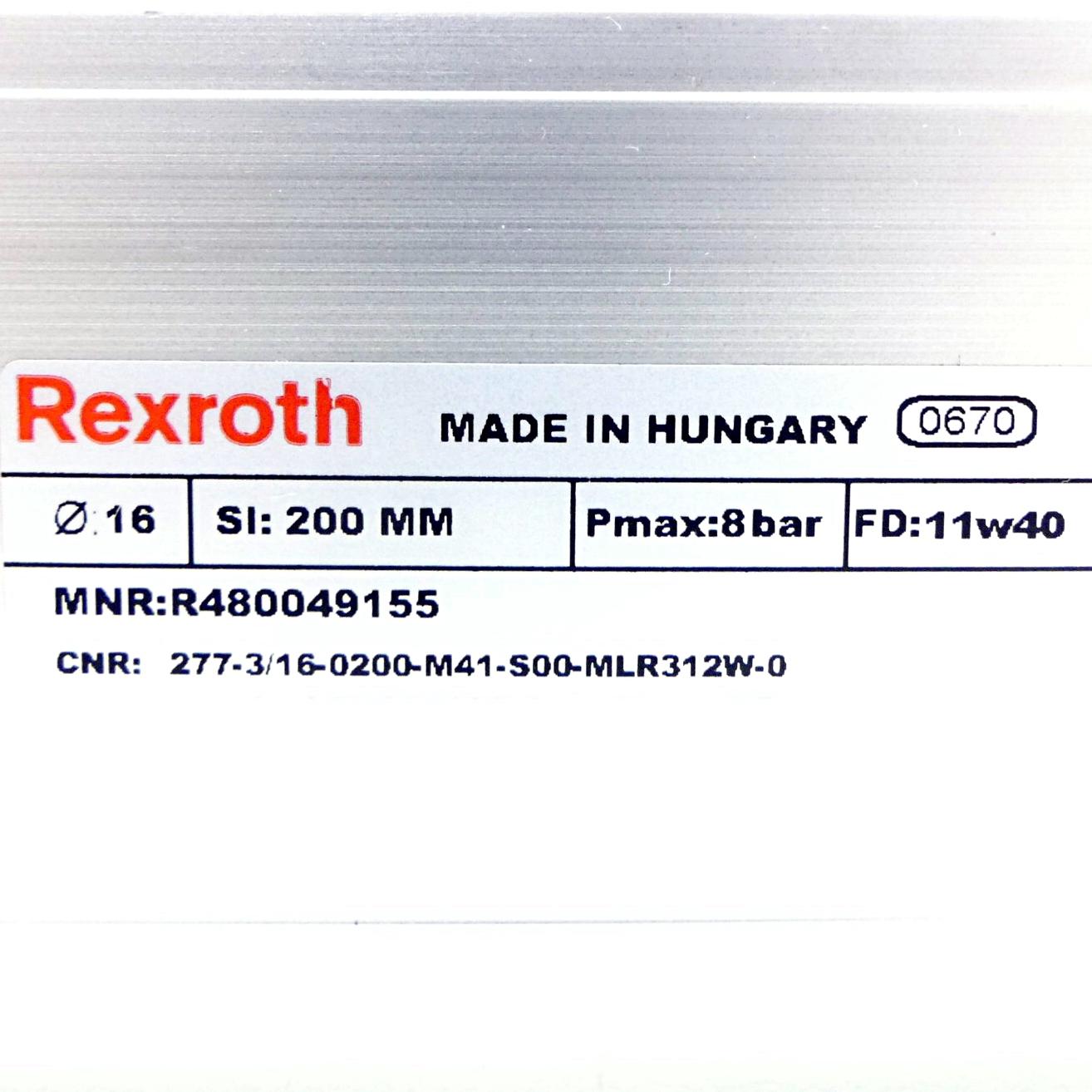 Produktfoto 2 von REXROTH Kolbenstangenloser Zylinder R480049155