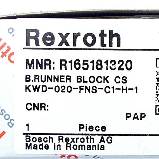 Produktfoto 2 von REXROTH Kugelführungswagen KWD-020-FNS-C1-H-1