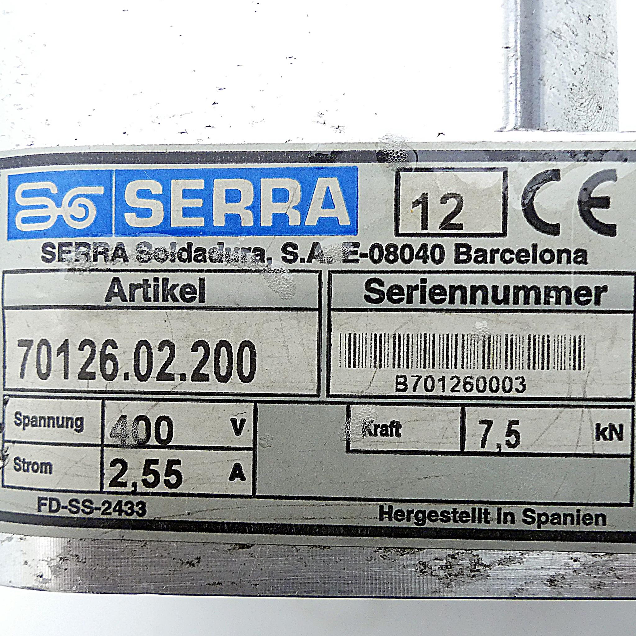 Produktfoto 2 von SERRA SOLDADURA Elektrozylinder