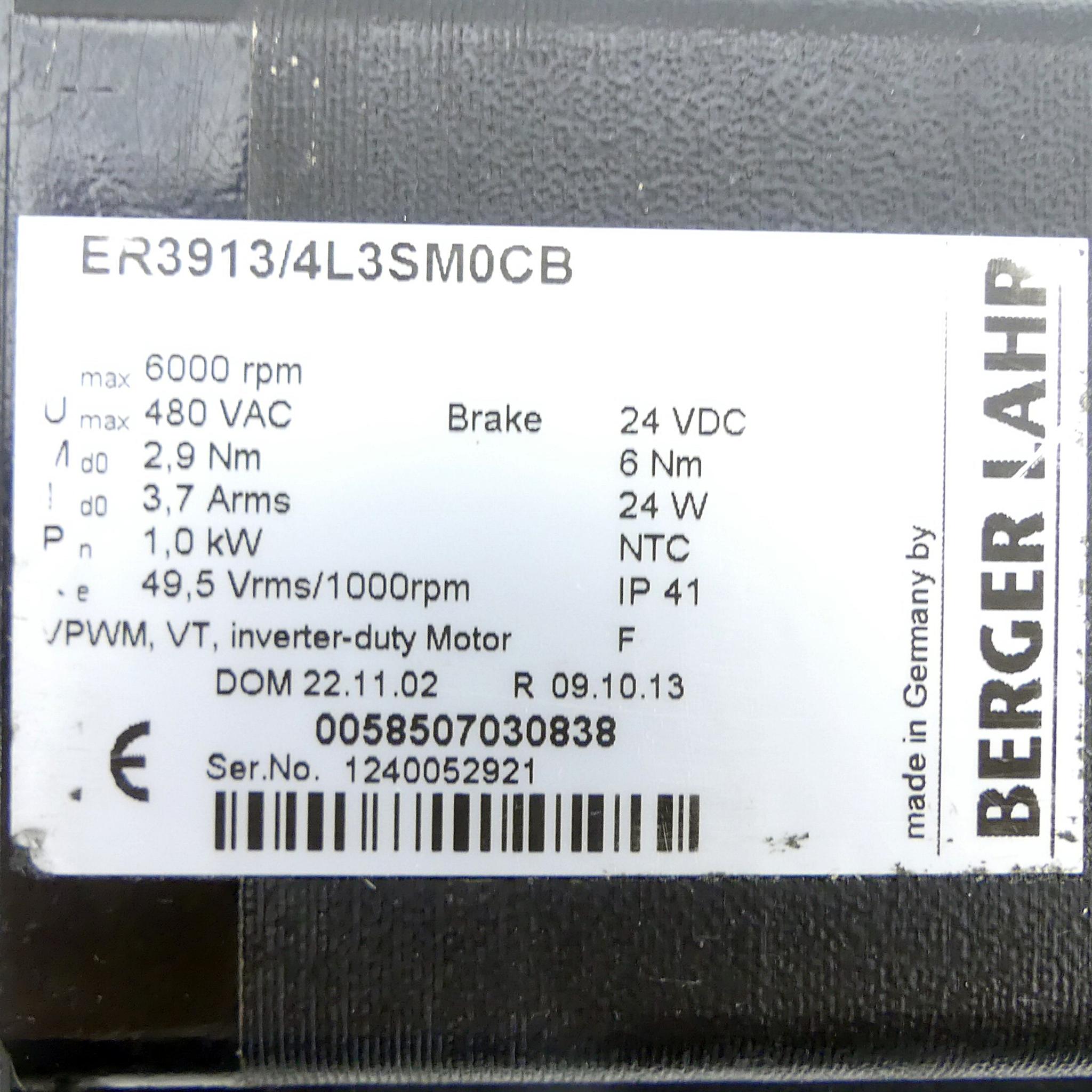 Produktfoto 2 von BERGER LAHR Servomotor SER3913/4 L 3S M0CB