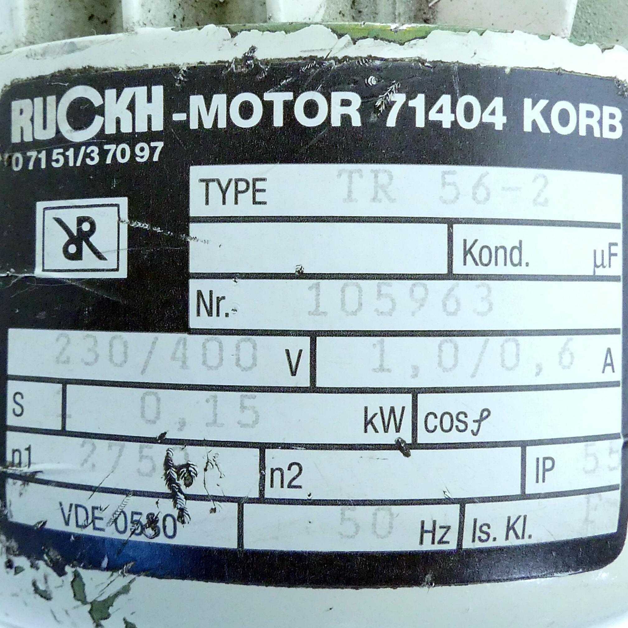 Produktfoto 2 von RUCKH-MOTOR Getriebemotor TR 56-2 + 30-10860/15