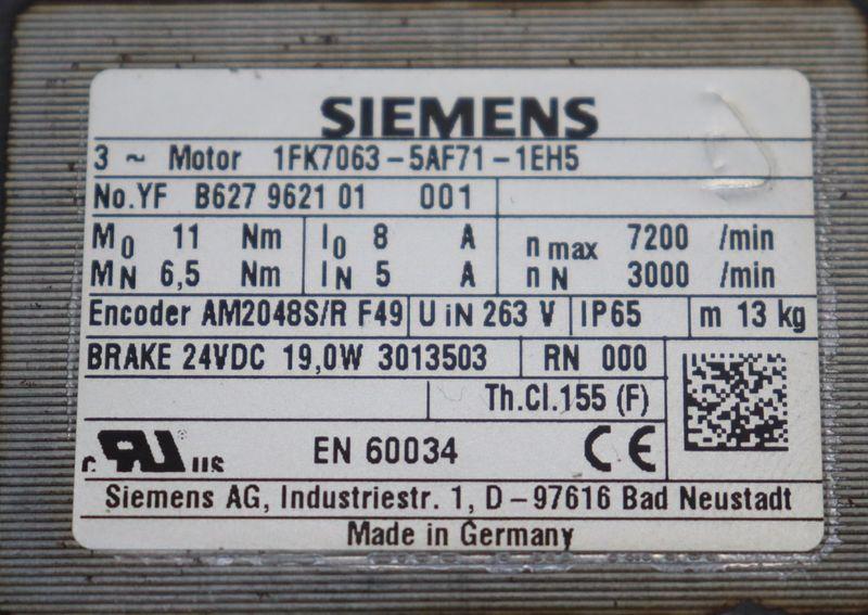 Produktfoto 3 von Siemens 1FK7063-5AF71-1EH5 Servomotor TESTED TOP ZUSTAND