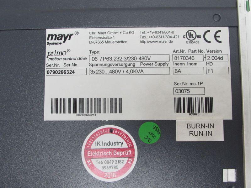 Produktfoto 5 von Mayr Systeme primo 06 / P63.232.3/230-480V 6A motion control Drive 2 neuwertig