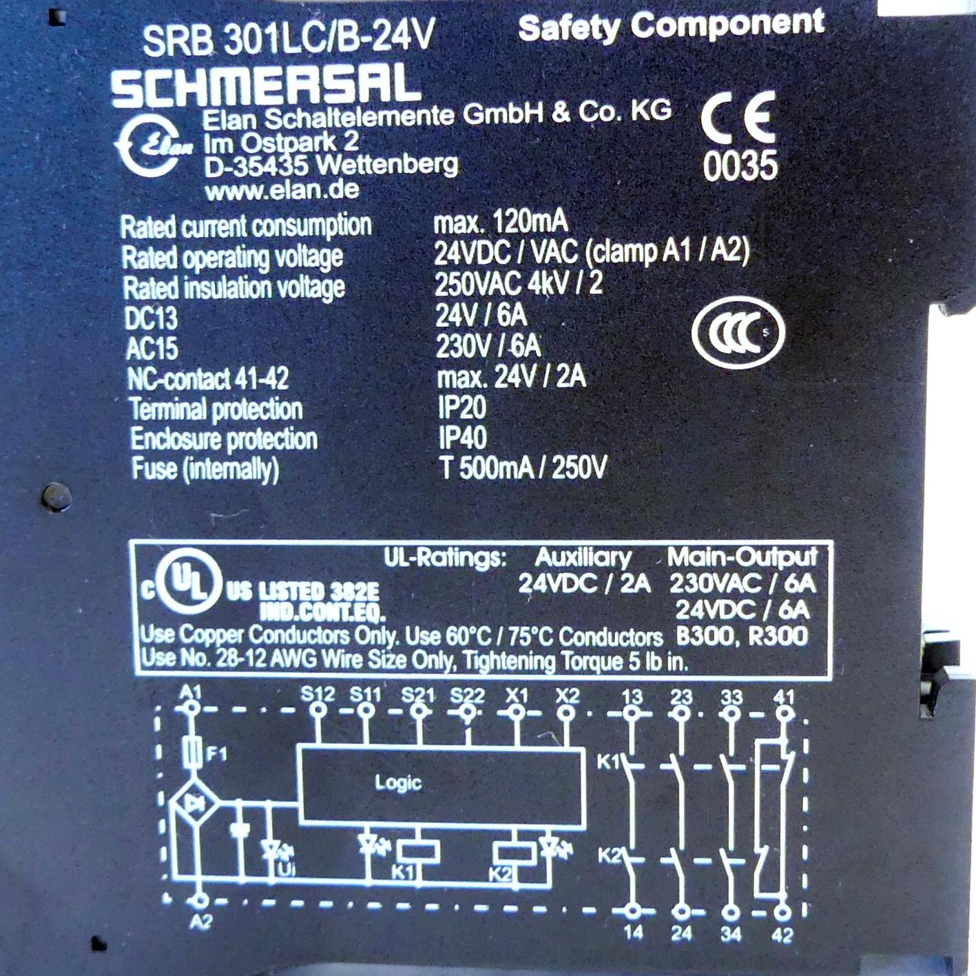 Produktfoto 2 von SCHMERSAL Sicherheitsrelais SRB301LC/B 24V