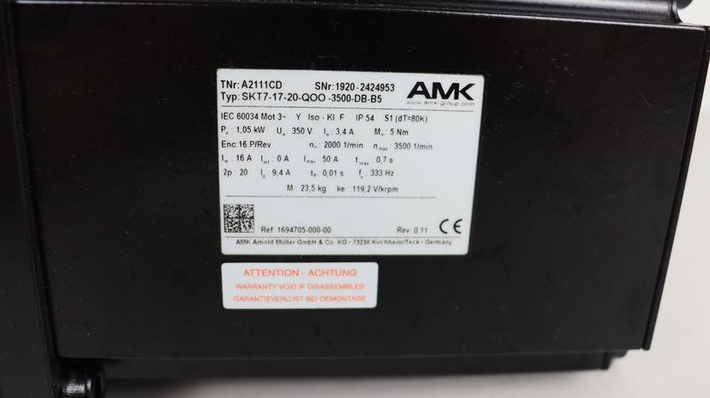 Produktfoto 3 von AMK Servomotor SKT7-17-20-QOO -3500-DB-B5 TNr. A2111CD SKT7-17-20 UNUSED