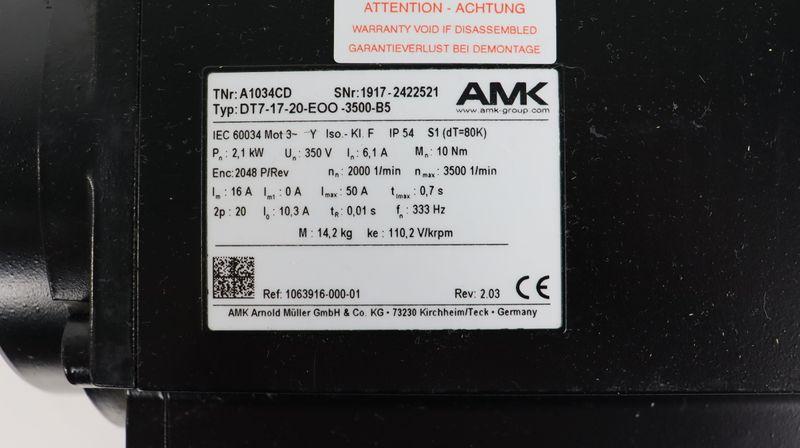 Produktfoto 3 von AMK Servomotor DT7-17-20-EOO -3500-B5 TNr. A1034CD Rev: 2.03 DT7-17-20 UNUSED