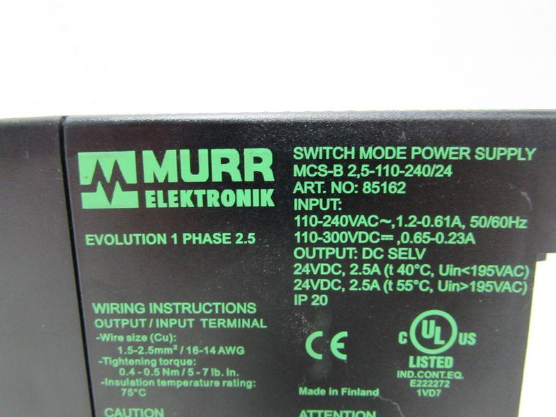 Produktfoto 3 von Murr Netzteil Mode Power Supply MCS-B 2,5-110-240/24 230V 24VDC 2,5A 85162