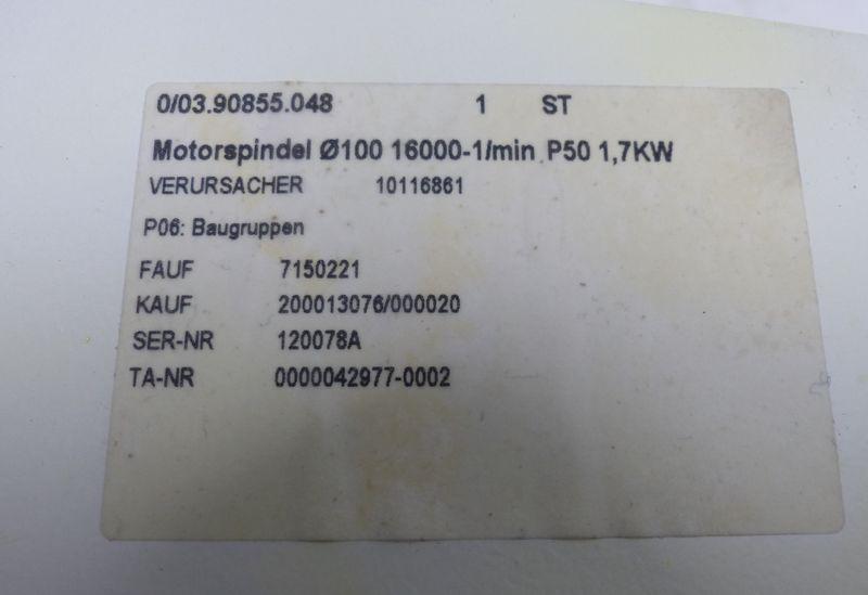 Produktfoto 3 von GMN TSE 100g - 16000/1.7 R+L 316938 Schaudt Motorspindel Ø100 P50 1,7KW ÜBERHOLT