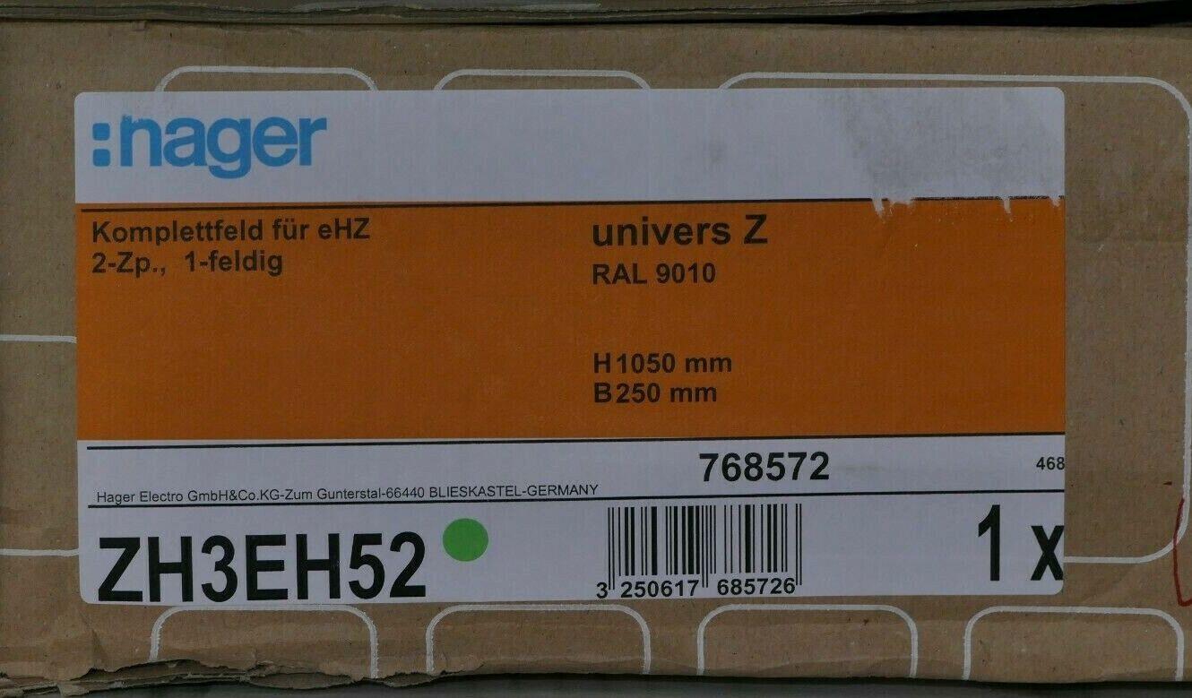 HAGER ZH3EH52 KF,2ZP ,eHz,H 1050mm,1-feld