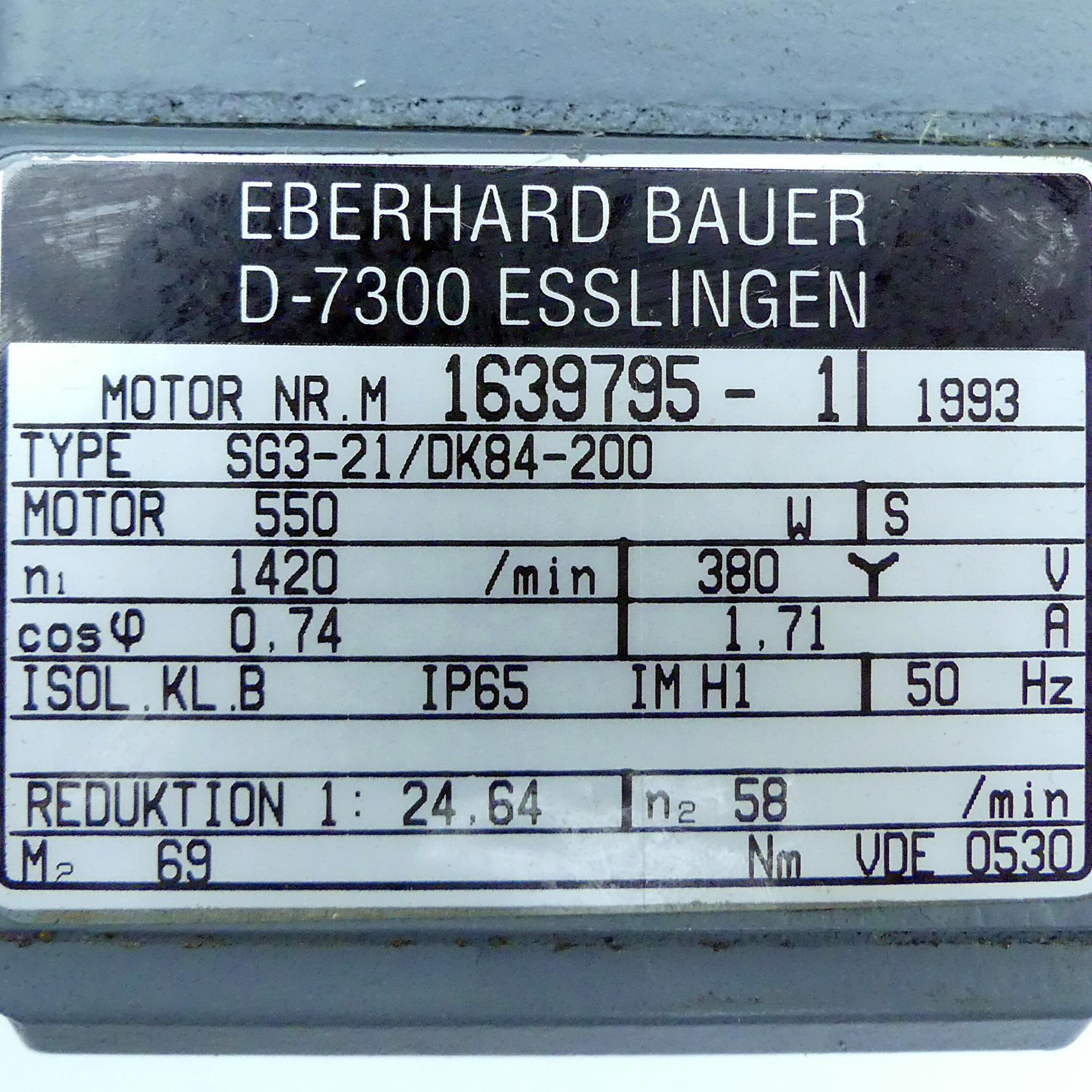 Produktfoto 2 von BAUER Getriebemotor SG3-21/DK84-200