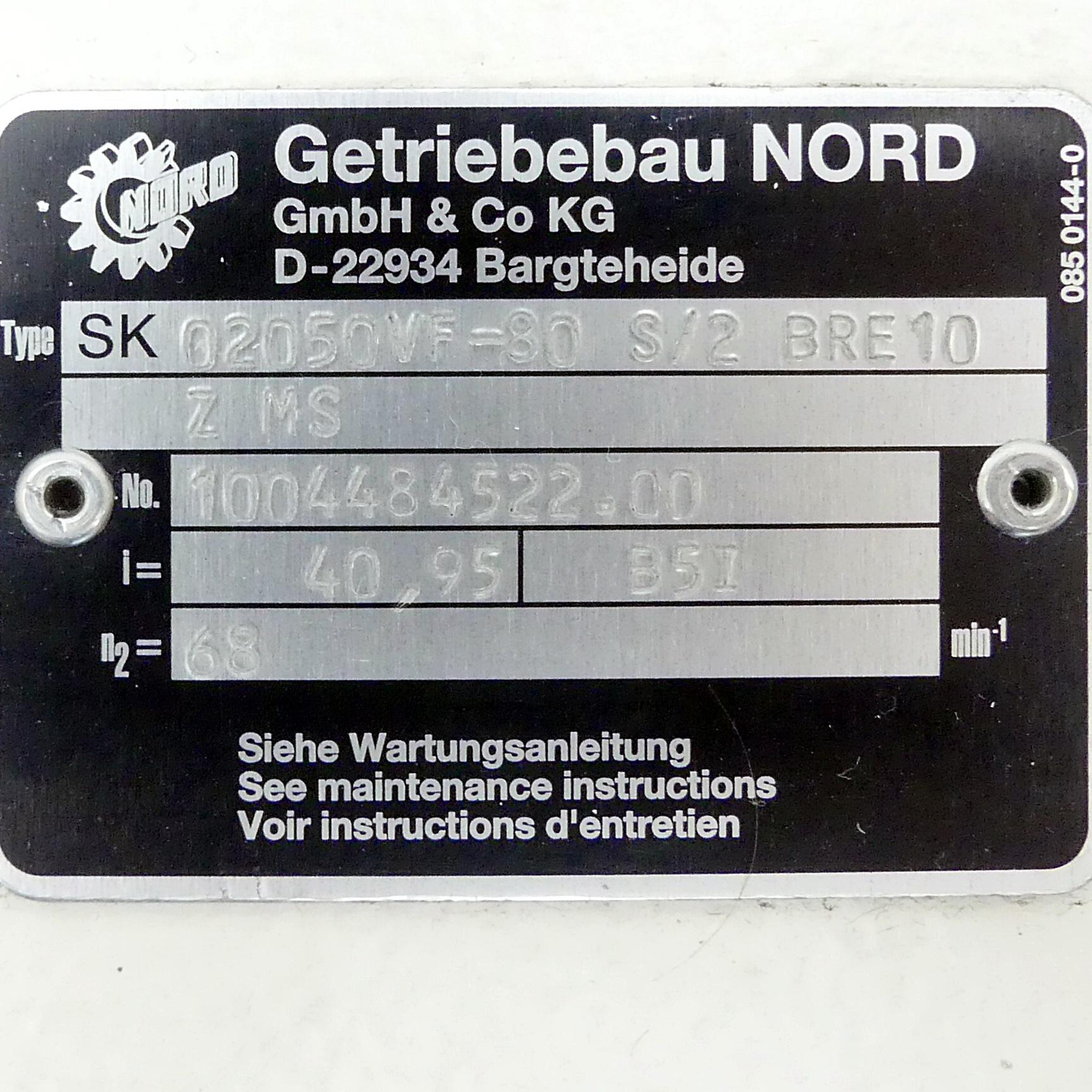 Produktfoto 3 von NORD Getriebemotor 80 S/2 BRE10 Z MS