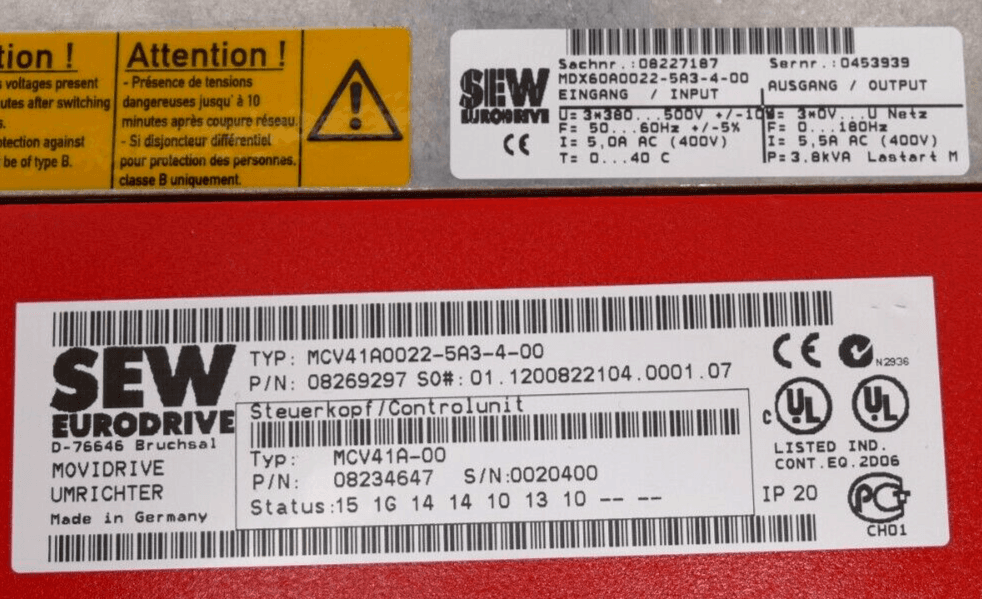 Produktfoto 3 von SEW Eurodrive 08269297 MCV41A0022-5A3-4-00 + 08227187 MDX60A0022-5A3-4-00