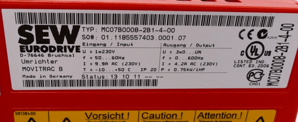 Produktfoto 3 von Sew Eurodrive Frequenzumrichter MC07B0008-2B1-4-00