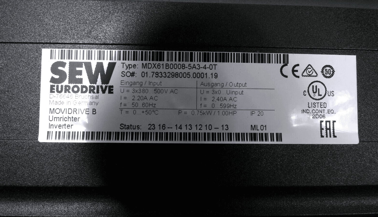 Produktfoto 6 von Sew Eurodrive MDX61B0008-5A3-4-0T | Umrichter | MDX61B0008-5A3-4-0T