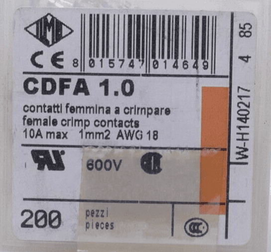 Produktfoto 3 von 200x Ilme CDFA 1.0 Crimpcontact 10A 1mm2 AWG18