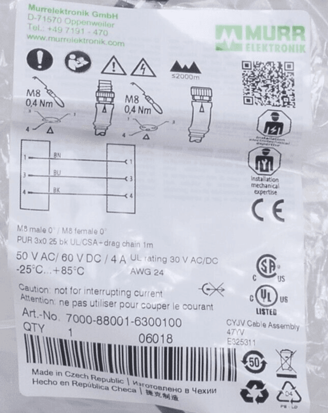 Produktfoto 3 von Murr Elektronik 7000-88001-6300100 Verbindungskabel M8 1m